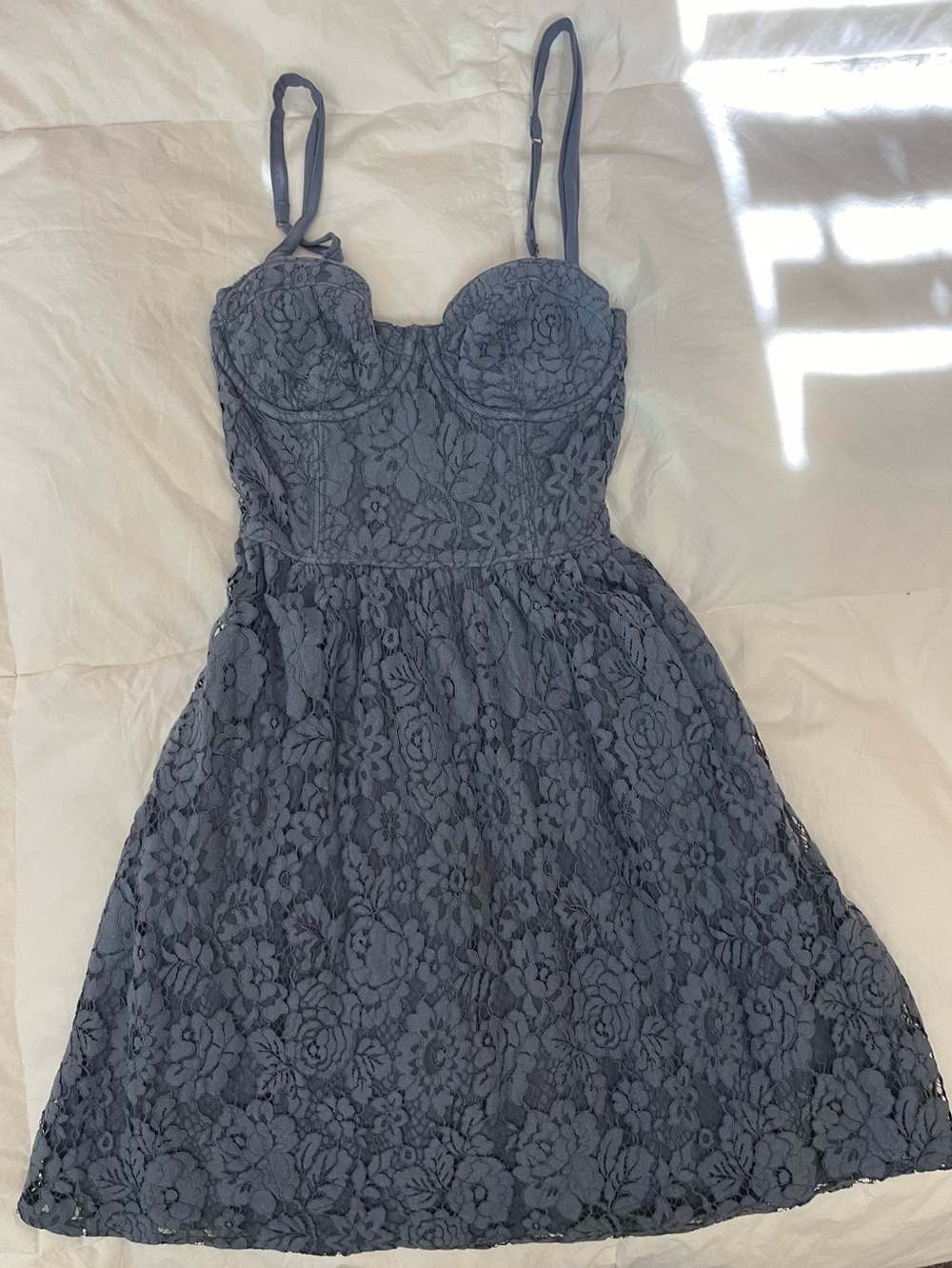 Abercrombie & Fitch Slate Blue Lace Bustier Sundress